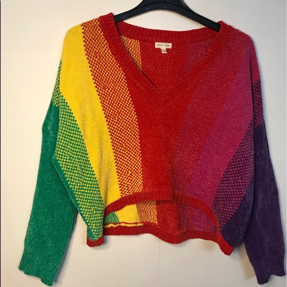 silence + noise Tops - 🍭IKR?! Rainbow V-Neck Sweater